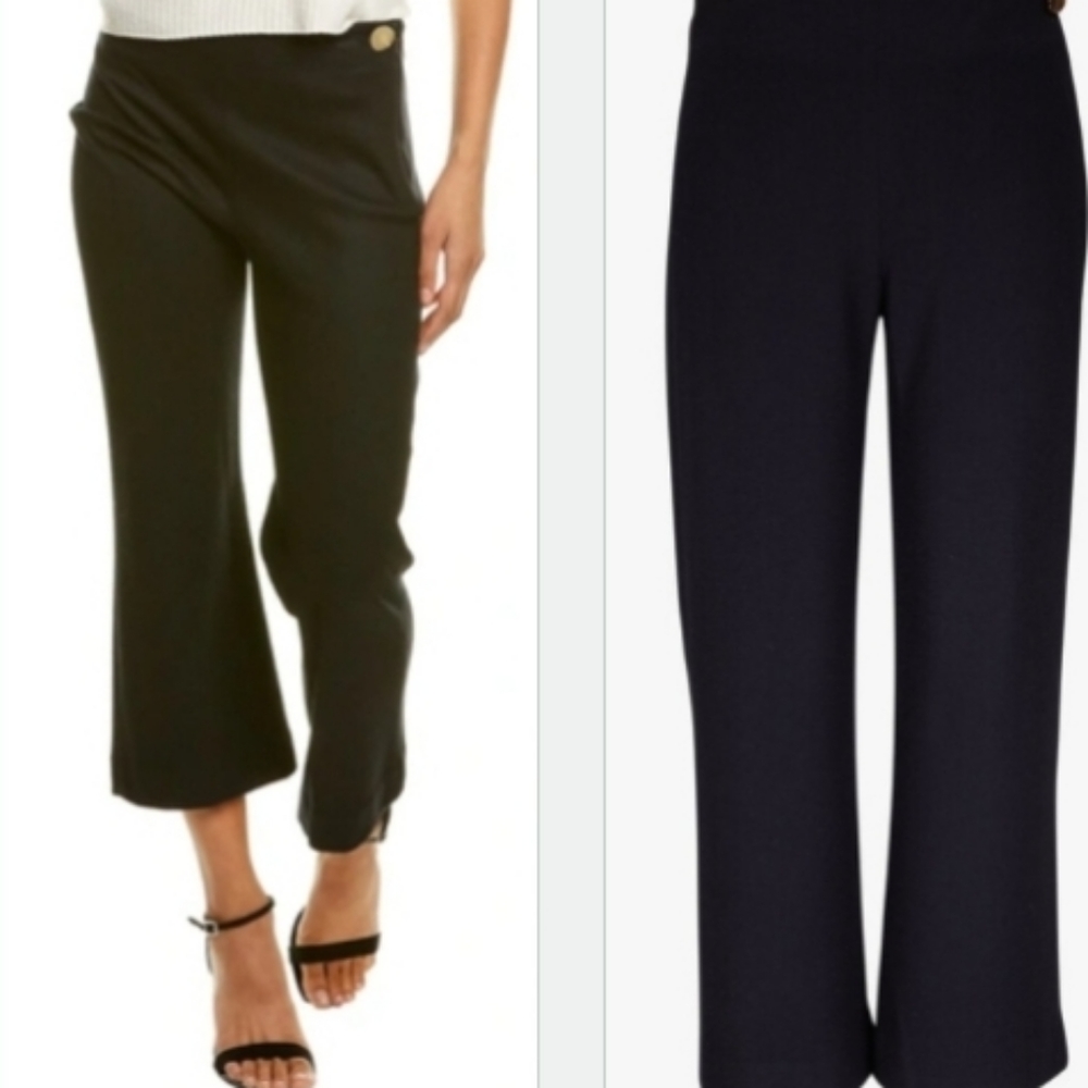 NWT $375 VINCE Cozy Easy Flare Womens 10 Wide Leg SideZip Wool Blend Black Pants